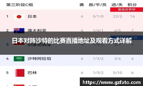 日本对阵沙特的比赛直播地址及观看方式详解